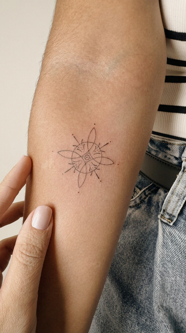 Tatuagem fineline delicada no braço