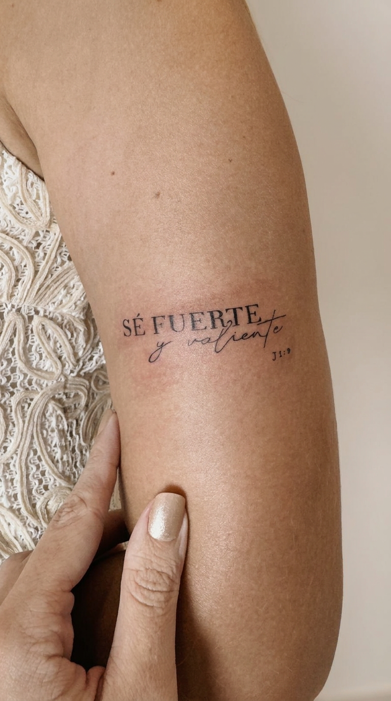Tatuagem fineline com escrita delicada